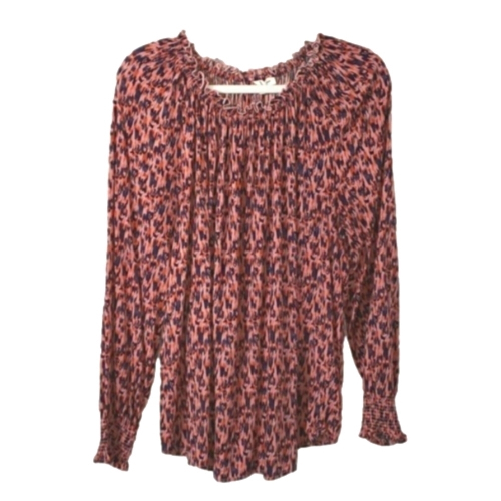 BeachLunchLounge L Top Ecovera Peasant Blouse Top Boho Feminine Flowy Pink